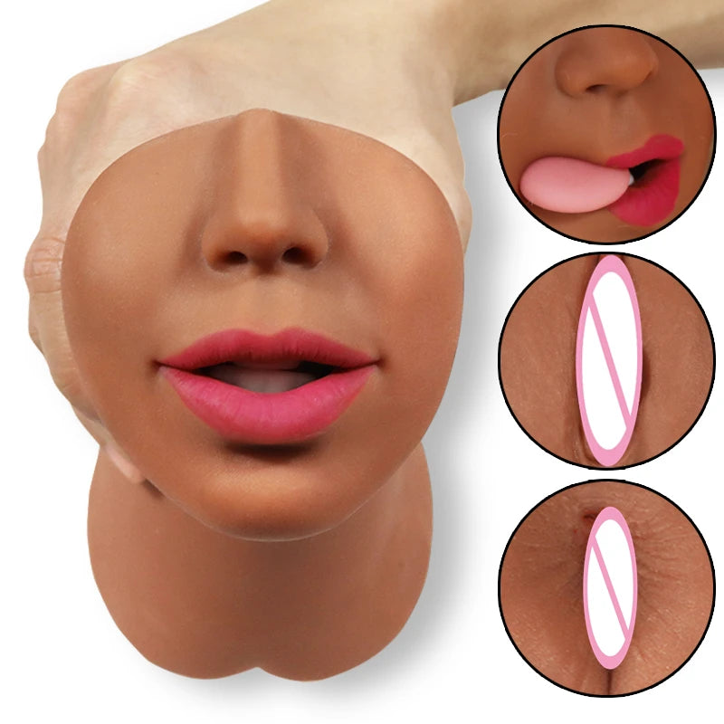 Ultimate 3-in-1 Male Stimulation Cup – Oral, Vaginal & Anal Sensation Real Deep Throat Masturbation Blowjob Pocket Pussy Sexy Toys for Men