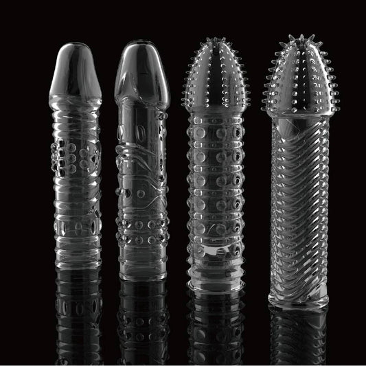 4PCS Reusable Crystal Cock Rings – Stretchy Penis Sleeves for Enhanced Performance & Enlargement