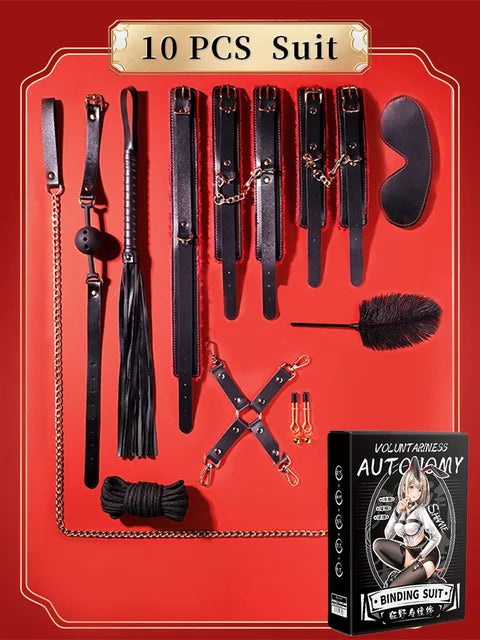 BDSM Bondage 10-Piece Adult Sex Toys Plush Set Elevate Your Sensual Adventures with Our Premium BDSM Bondage Set!