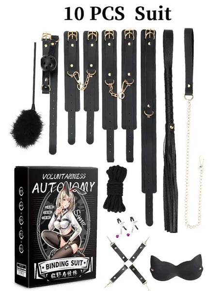 BDSM Bondage 10-Piece Adult Sex Toys Plush Set Elevate Your Sensual Adventures with Our Premium BDSM Bondage Set!