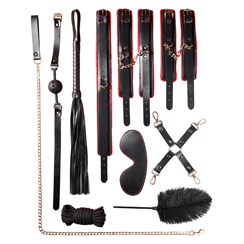 BDSM Bondage 10-Piece Adult Sex Toys Plush Set Elevate Your Sensual Adventures with Our Premium BDSM Bondage Set!