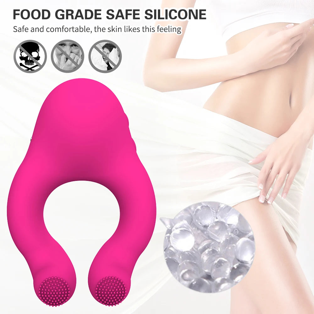 Delayed Ejaculation Penis Ring: Soft Material Cock Ring with Clit Stimulator &amp; Scrotum Massager