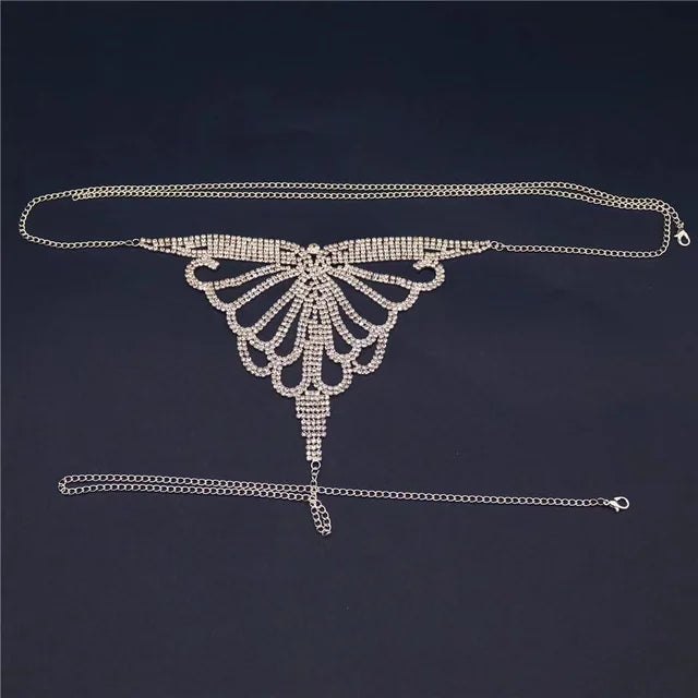 Luxury Rhinestone Lingerie Set – Bling Body Chain Bra & Thong