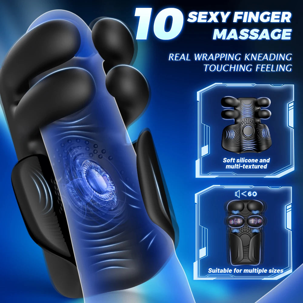 Delay Ejaculation Male Masturbator - Penis Massager & Glans Stimulator with Pinching, Tapping, and Stroker Features for Ultimate Pleasure & Training