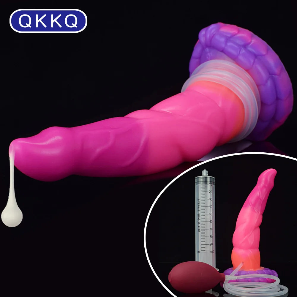 Monster Squirting Dildo: Soft Silicone Cock Ejaculating Fantasy Glow Tentacle Penis