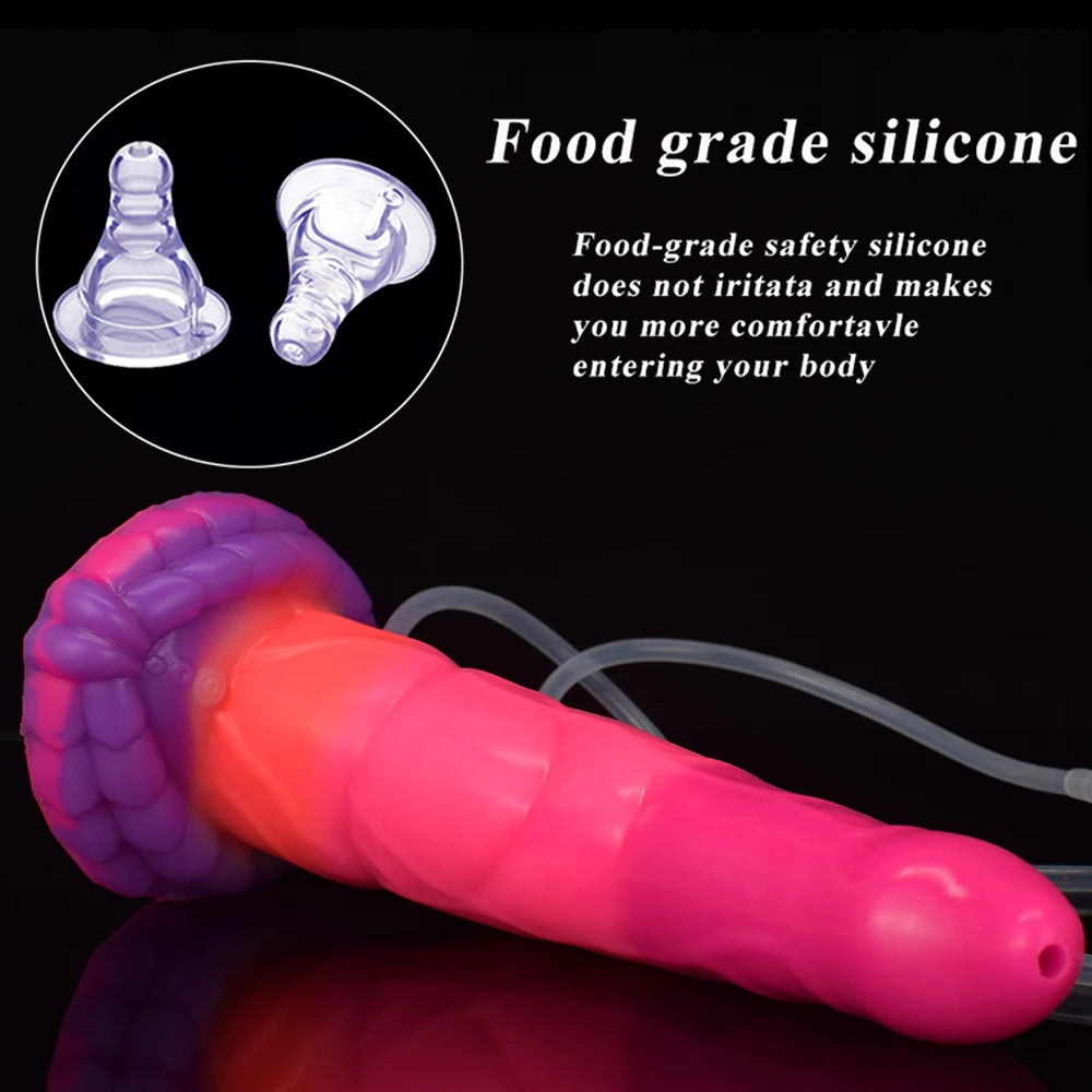 Monster Squirting Dildo: Soft Silicone Cock Ejaculating Fantasy Glow Tentacle Penis