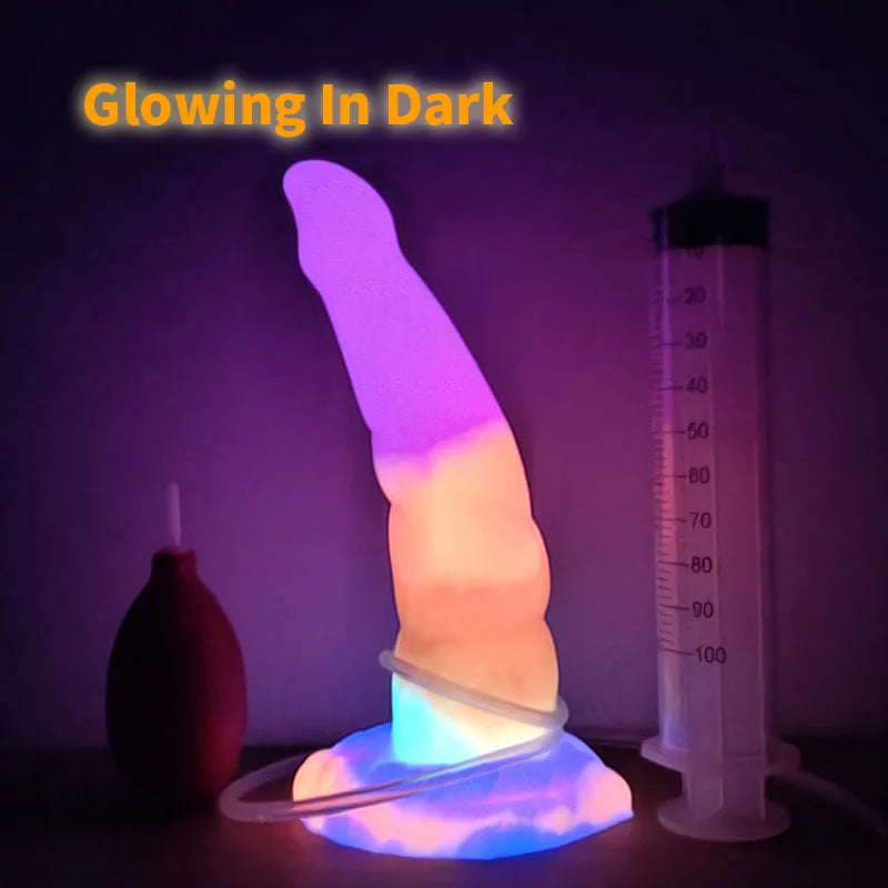 Monster Squirting Dildo: Soft Silicone Cock Ejaculating Fantasy Glow Tentacle Penis