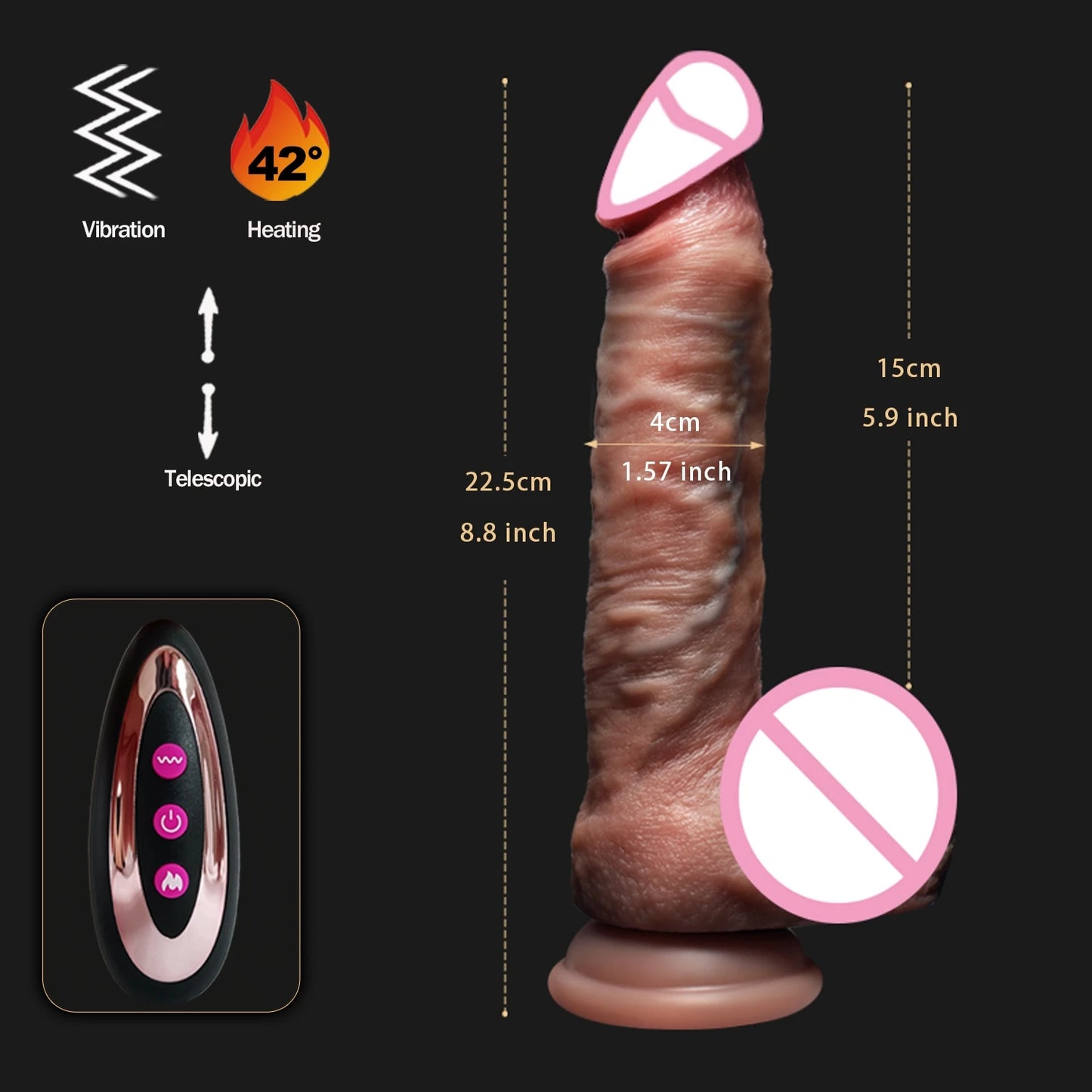 Premium Telescopic Dildo Vibrator – Heated Thrusting Sex Toy for Women & Couples