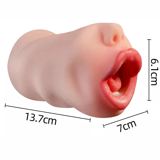 Realistic Silicone Dual-Entry Male Masturbator – Oral & Vaginal Pleasure Cup Deep Oral Masturbation Cup Dual Open Mouth Teeth Sex Toys For Men