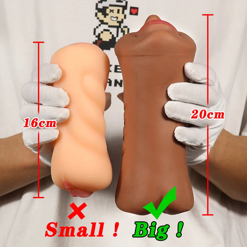 Realistic Silicone Dual-Entry Male Masturbator – Oral & Vaginal Pleasure Cup Deep Oral Masturbation Cup Dual Open Mouth Teeth Sex Toys For Men