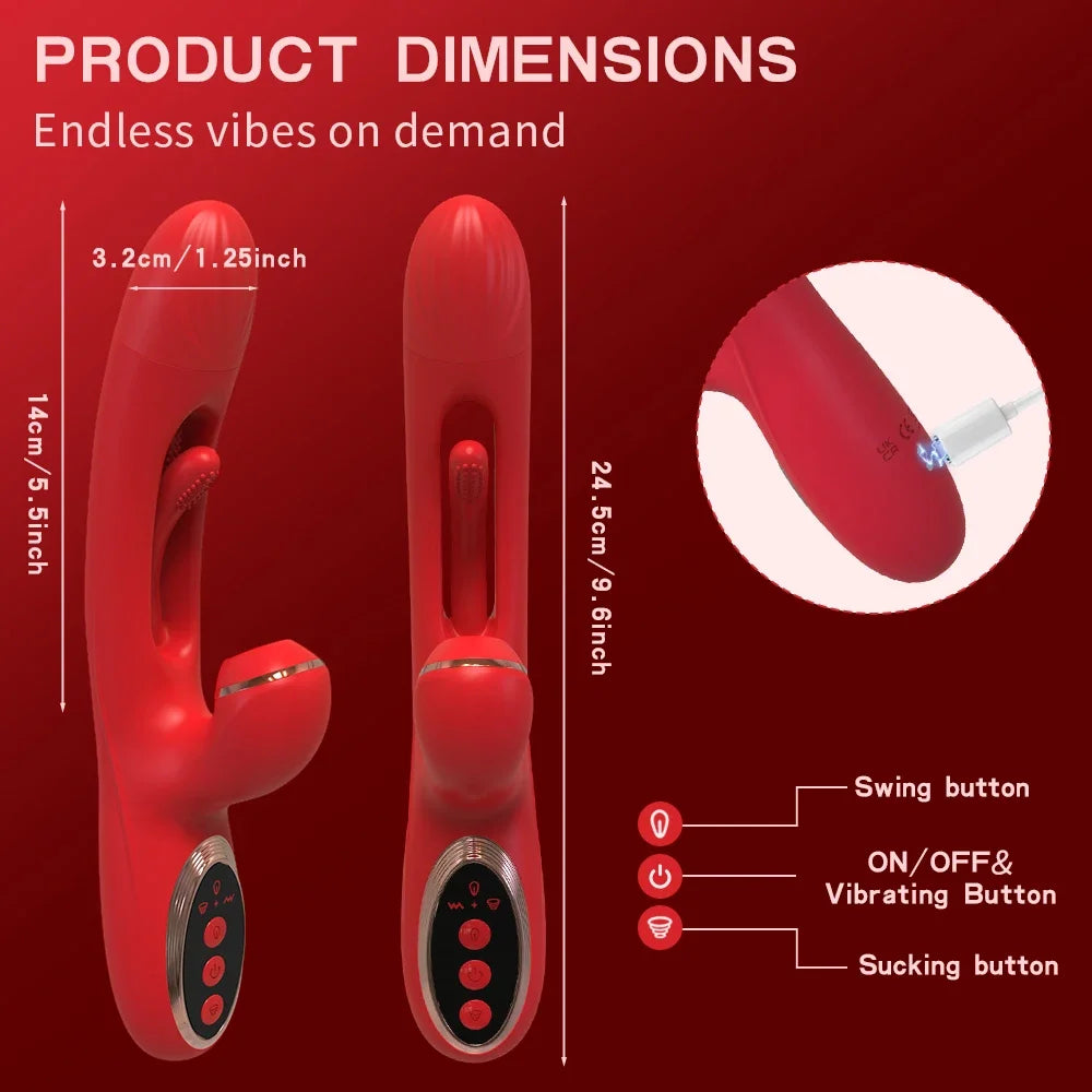 Powerful Clitoral Stimulator with Tapping & Sucking Function for Women - Rechargeable Rabbit Vibration and Sucking Sex Toy for Female Pleasure