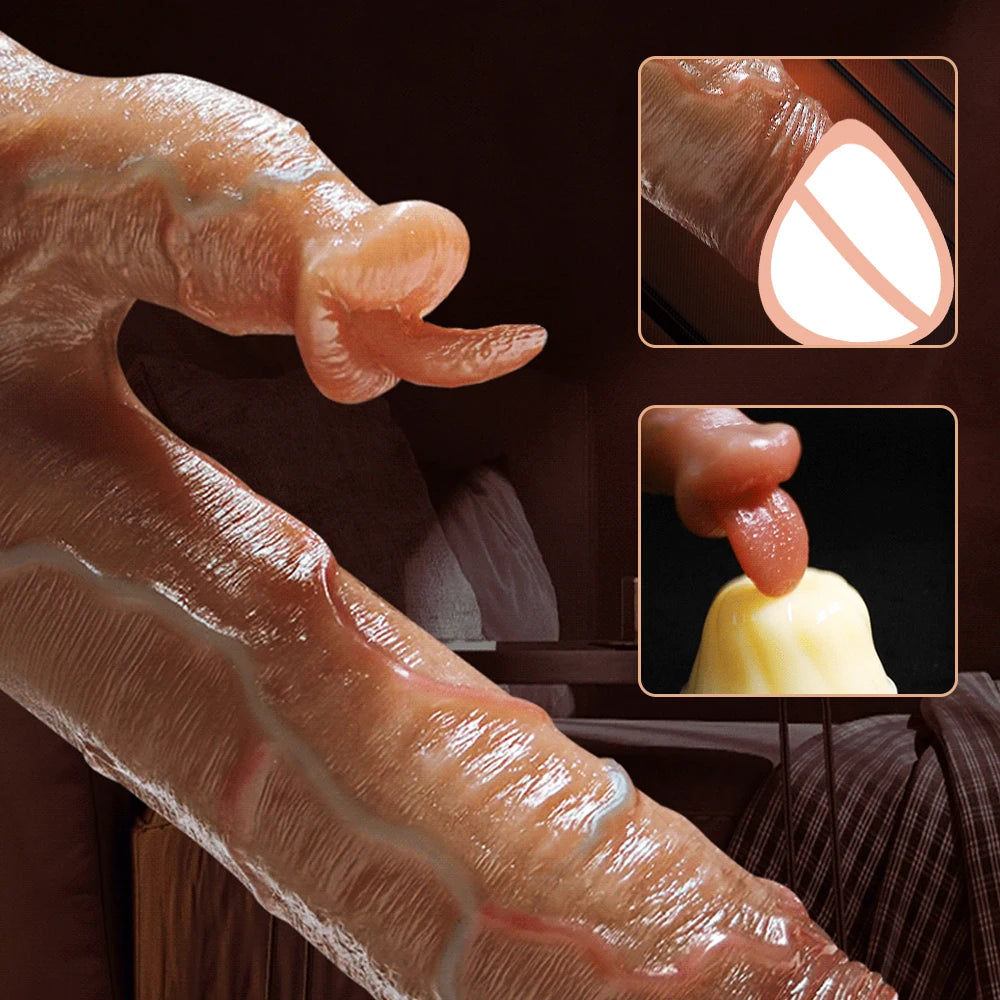 Realistic Thrusting Dildo for Women – Remote-Controlled, Telescopic Vibrator with Heating Function | Big Penis Sex Toy for Female Pleasure and Anal Stimulation