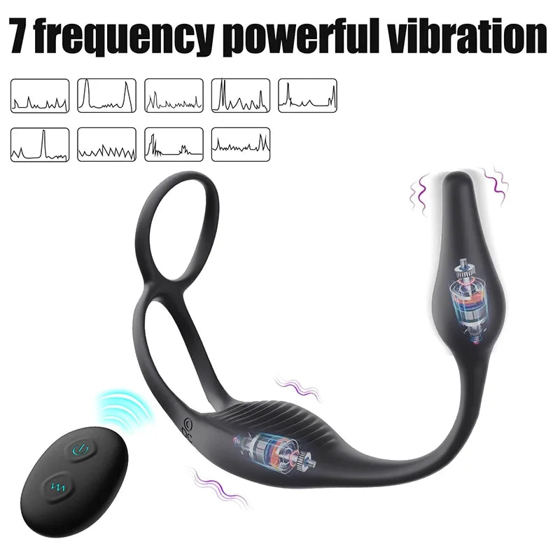 Powerful Vibrating Anal Plug with Remote Control – Prostate Massager & Penis Ring Combo for Intense Male Pleasure Sex Toy for Men