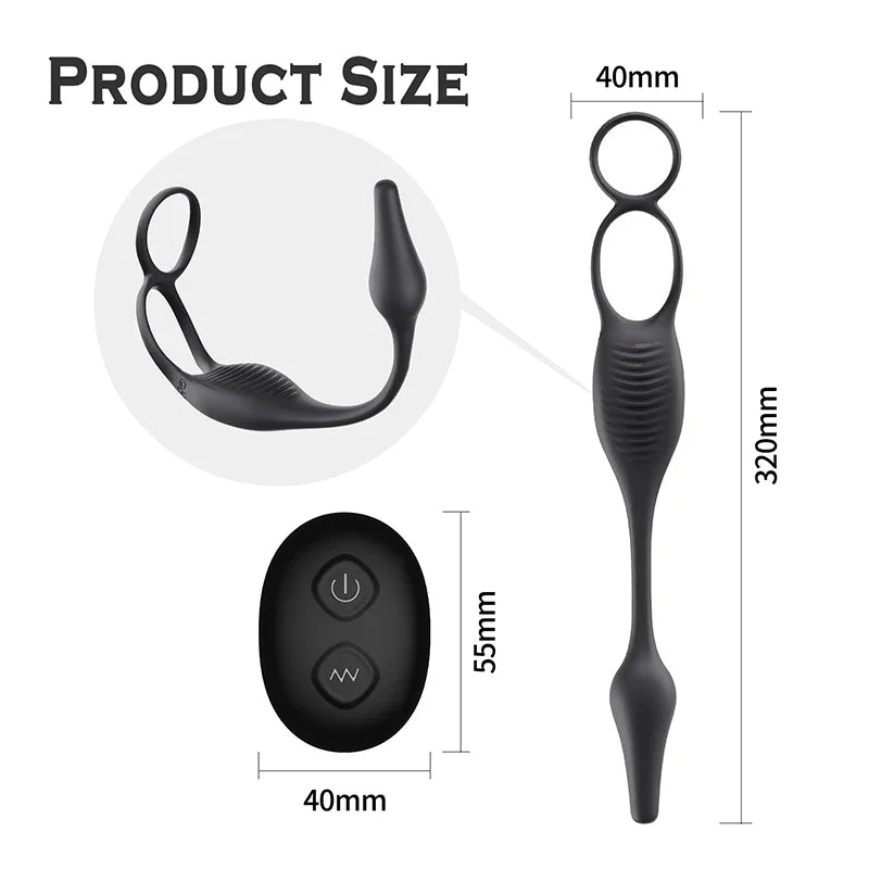 Powerful Vibrating Anal Plug with Remote Control – Prostate Massager & Penis Ring Combo for Intense Male Pleasure Sex Toy for Men