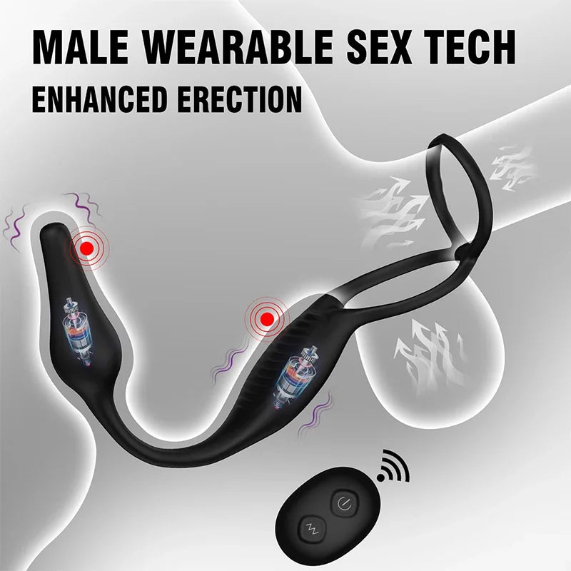 Powerful Vibrating Anal Plug with Remote Control – Prostate Massager & Penis Ring Combo for Intense Male Pleasure Sex Toy for Men