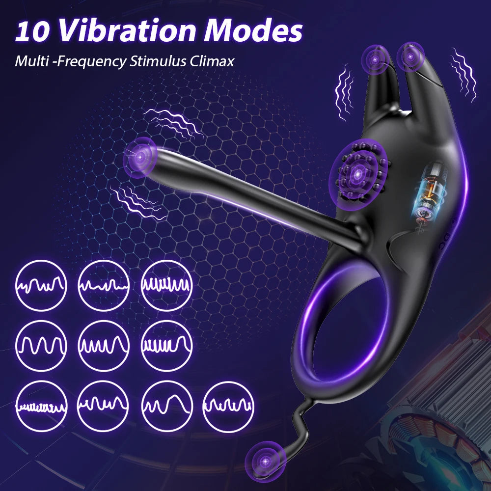 Vibrating Cock Ring for Men: Delay Ejaculation Penis Ring with Clitoral &amp; G-Spot Stimulation