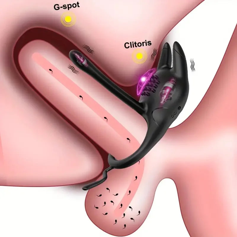 Vibrating Cock Ring for Men: Delay Ejaculation Penis Ring with Clitoral &amp; G-Spot Stimulation