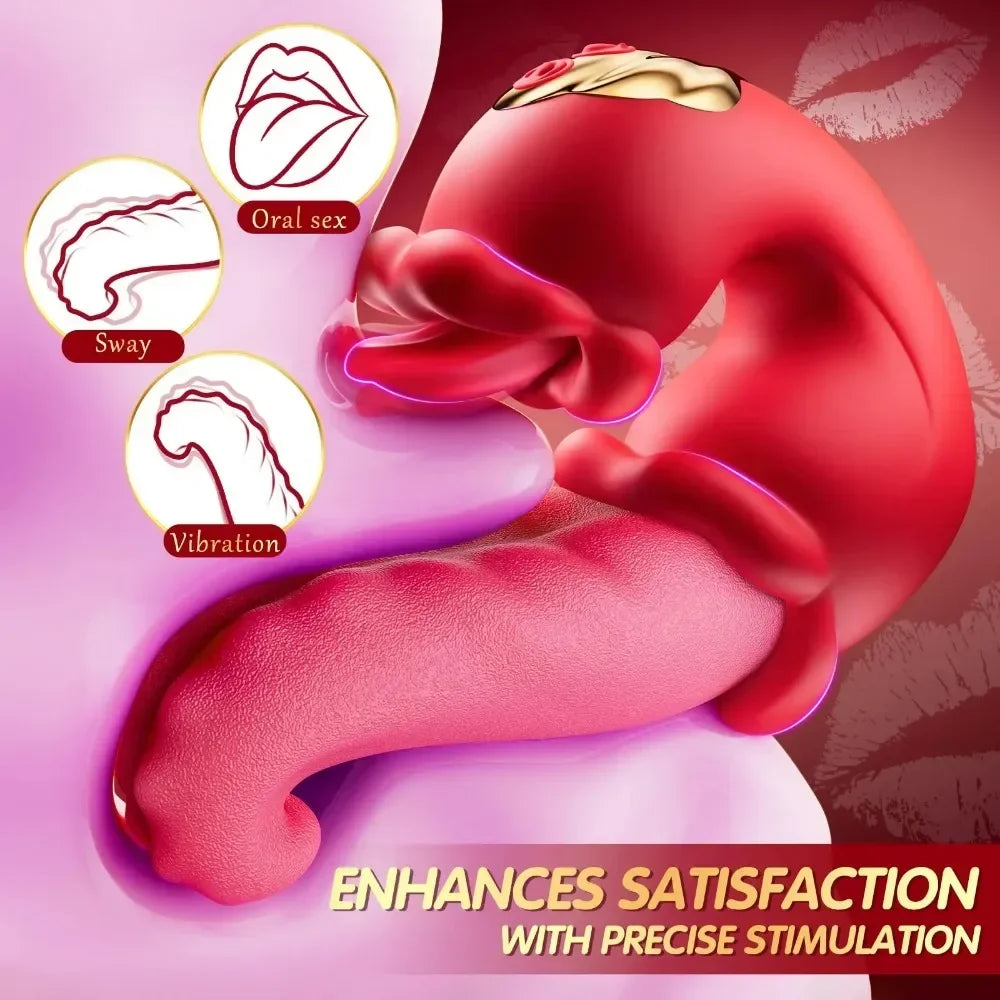 Dual-Ended Vibrator for Couples - G-Spot & Clitoral Stimulator, Tongue Swing Thrusting, Anal & Vaginal Sex Toy